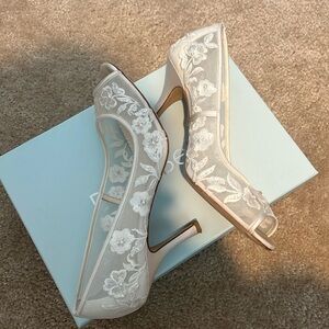 Bella Belle “Emily” silk ivory peep toe wedding shoes